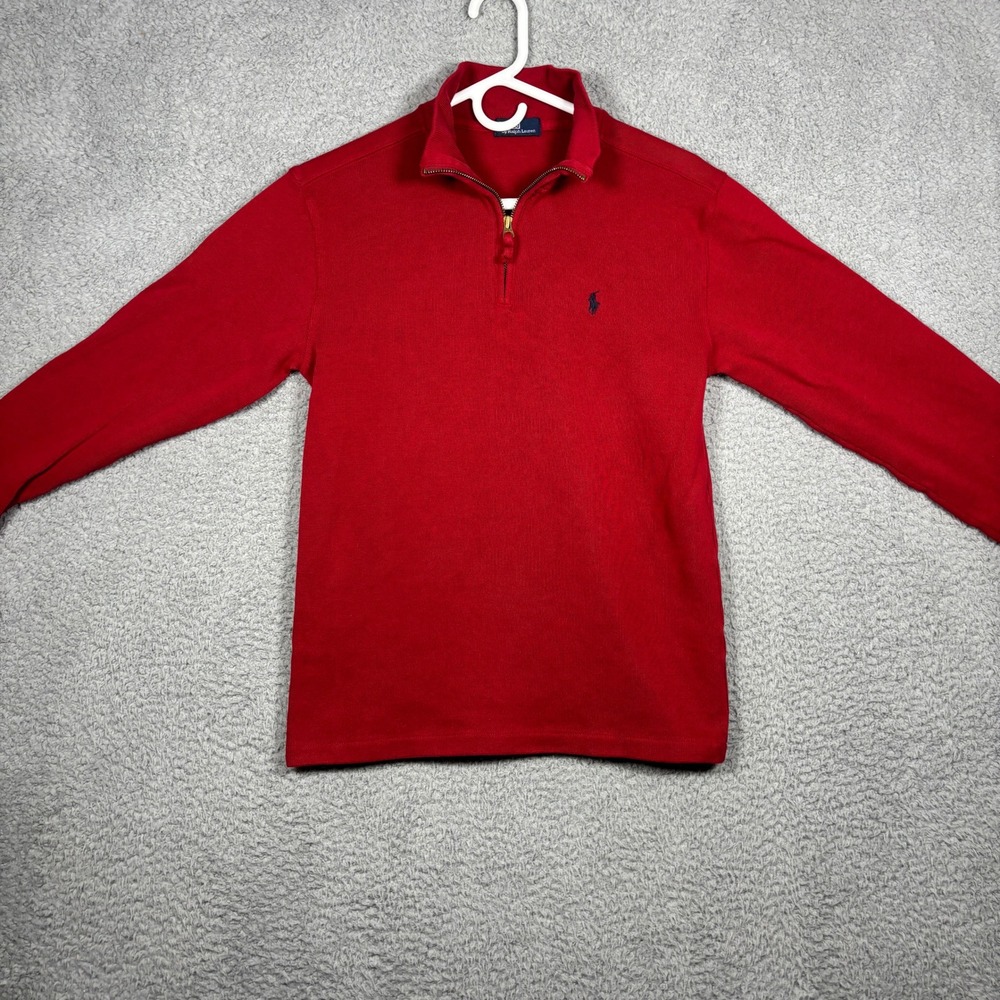 Polo Ralph Lauren Mens Red Quarter Zip Pullover Sweater Mock Neck Small